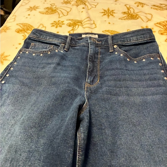 NWT Nine West Ladies Wide Leg Silver Detail Jeans ( Dark Wash) 8 - Picture 3 of 15